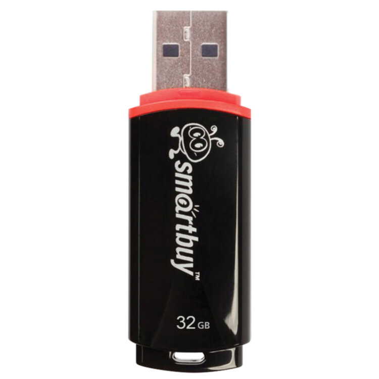 Флеш-диск 32 GB, SMARTBUY Crown, USB 2.0, черный, SB32GBCRW-K, 512184